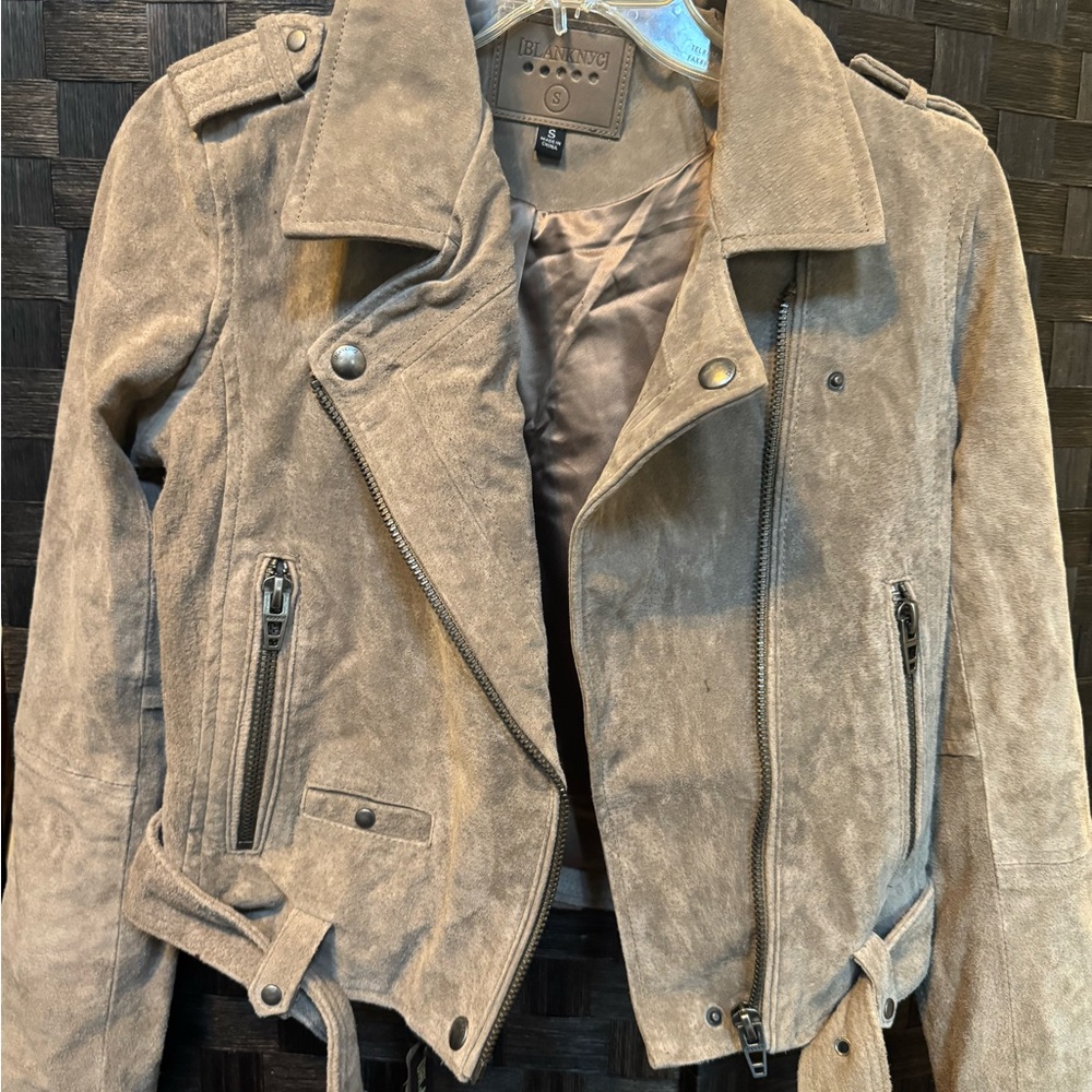 BlankNYC Tan Suede Moto Jacket SZ S